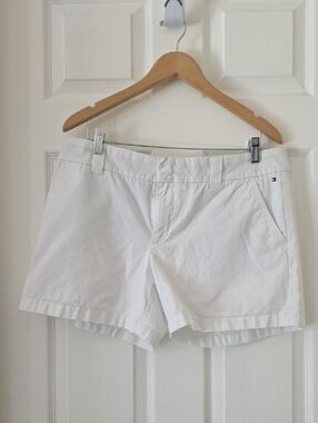 Tommy Hilfiger White Cotton Chino Shorts with Pockets Size 12